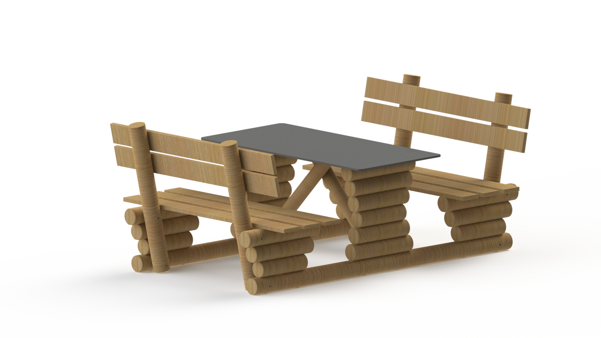 Tisch-Bank-Kombination für Erwachsene - Holz